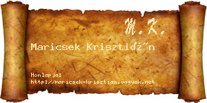 Maricsek Krisztián névjegykártya